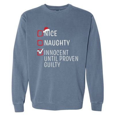 Funny Naughty Nice Christmas Family Pajama Garment-Dyed Sweatshirt