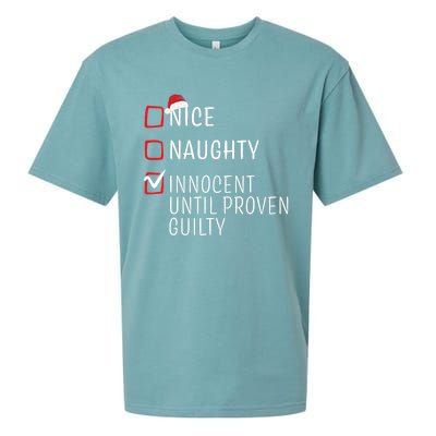 Funny Naughty Nice Christmas Family Pajama Sueded Cloud Jersey T-Shirt