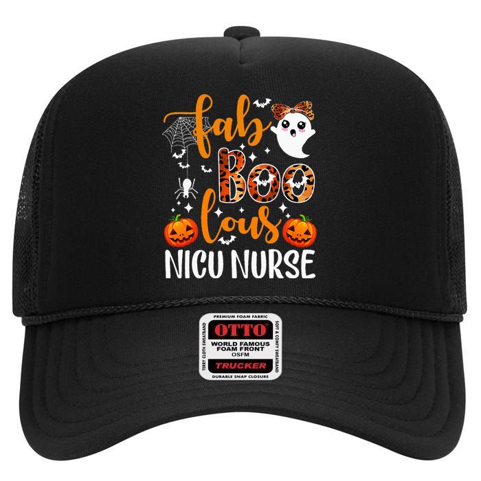 Faboolous Nicu Nurse Funny Nicu Nurse Halloween Boo Boo Crew High Crown Mesh Back Trucker Hat