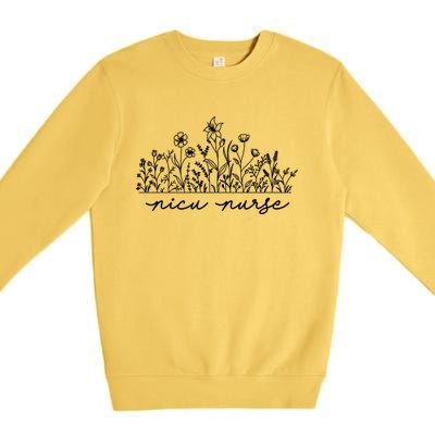 Floral Nicu Nurse Gift Premium Crewneck Sweatshirt