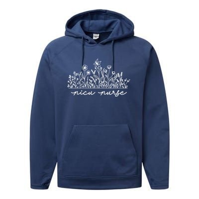 Floral Nicu Nurse Gift Performance Fleece Hoodie