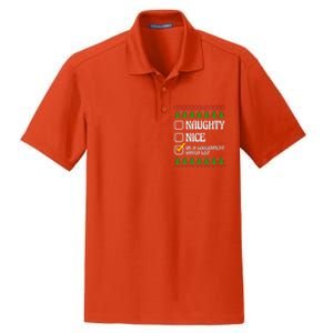 Funny Naughty Nice On A Government Watch List Christmas Xmas  Dry Zone Grid Polo