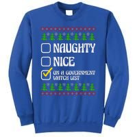 Funny Naughty Nice On A Government Watch List Christmas Xmas  Sweatshirt