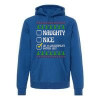 Funny Naughty Nice On A Government Watch List Christmas Xmas  Premium Hoodie