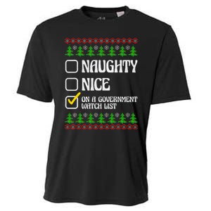 Funny Naughty Nice On A Government Watch List Christmas Xmas  Cooling Performance Crew T-Shirt