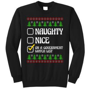 Funny Naughty Nice On A Government Watch List Christmas Xmas  Sweatshirt