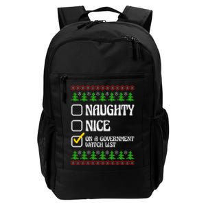 Funny Naughty Nice On A Government Watch List Christmas Xmas  Daily Commute Backpack