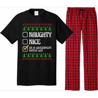 Funny Naughty Nice On A Government Watch List Christmas Xmas  Pajama Set