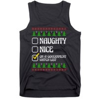 Funny Naughty Nice On A Government Watch List Christmas Xmas  Tank Top