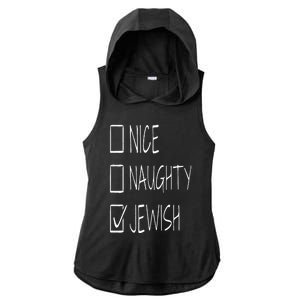 Funny nice naughty jewish for hanukkah hebrew christmas Ladies PosiCharge Tri-Blend Wicking Draft Hoodie Tank