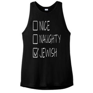 Funny nice naughty jewish for hanukkah hebrew christmas Ladies PosiCharge Tri-Blend Wicking Tank