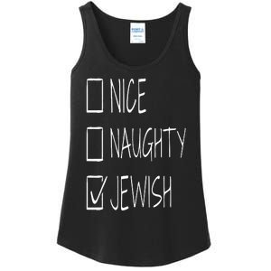 Funny nice naughty jewish for hanukkah hebrew christmas Ladies Essential Tank