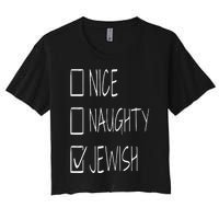 Funny nice naughty jewish for hanukkah hebrew christmas Women's Crop Top Tee