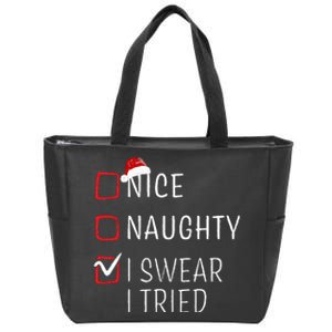 Funny Naughty Nice Christmas Family Pajama Zip Tote Bag