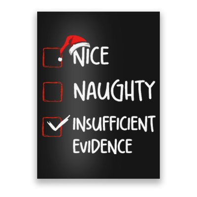 Funny Nice Naughty Insufficient Evidences Christmas List Poster