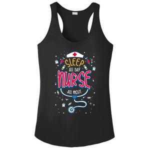 Fun Nurse Night Shift Cute Gift I Sleep All Day Nurse All Night Ladies PosiCharge Competitor Racerback Tank