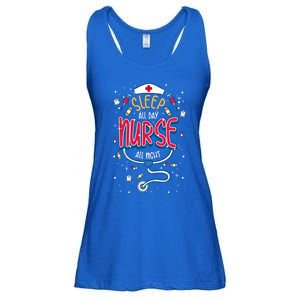 Fun Nurse Night Shift Cute Gift I Sleep All Day Nurse All Night Ladies Essential Flowy Tank