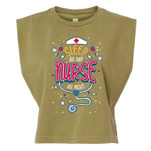 Fun Nurse Night Shift Cute Gift I Sleep All Day Nurse All Night Garment-Dyed Women's Muscle Tee