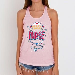 Fun Nurse Night Shift Cute Gift I Sleep All Day Nurse All Night Women's Knotted Racerback Tank