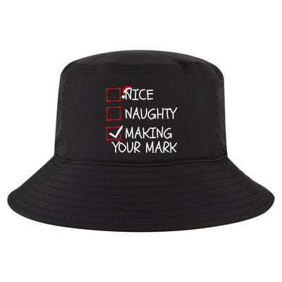 Funny Nice Naughty Making Your Mark Funny Christmas Check List Funny Nice Cool Comfort Performance Bucket Hat