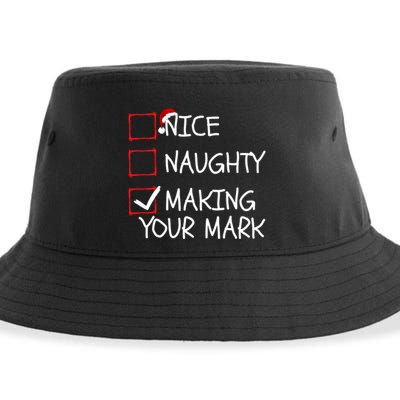 Funny Nice Naughty Making Your Mark Funny Christmas Check List Funny Nice Sustainable Bucket Hat