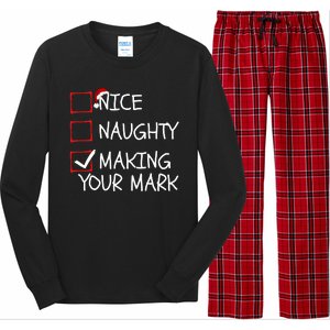 Funny Nice Naughty Making Your Mark Funny Christmas Check List Funny Nice Long Sleeve Pajama Set