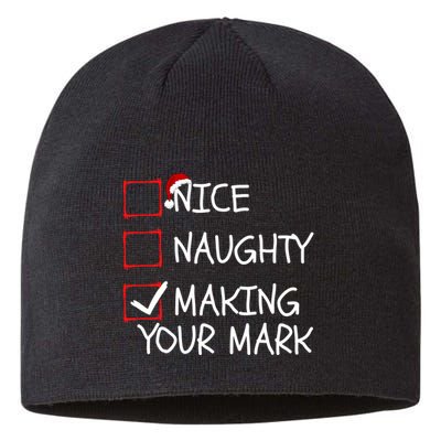 Funny Nice Naughty Making Your Mark Funny Christmas Check List Funny Nice Sustainable Beanie