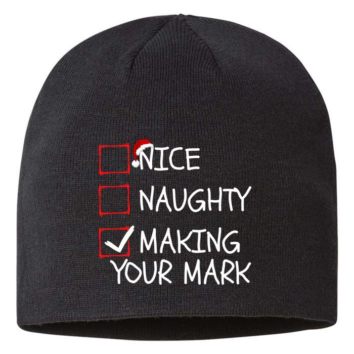 Funny Nice Naughty Making Your Mark Funny Christmas Check List Funny Nice Sustainable Beanie