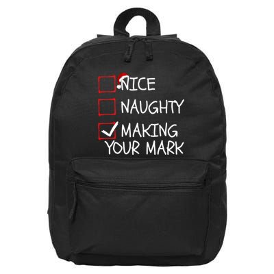 Funny Nice Naughty Making Your Mark Funny Christmas Check List Funny Nice 16 in Basic Backpack