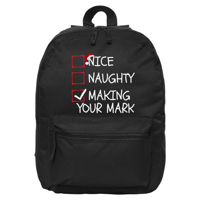 Funny Nice Naughty Making Your Mark Funny Christmas Check List Funny Nice 16 in Basic Backpack