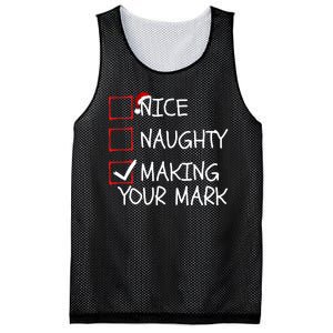 Funny Nice Naughty Making Your Mark Funny Christmas Check List Funny Nice Mesh Reversible Basketball Jersey Tank