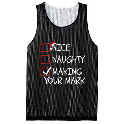Funny Nice Naughty Making Your Mark Funny Christmas Check List Funny Nice Mesh Reversible Basketball Jersey Tank