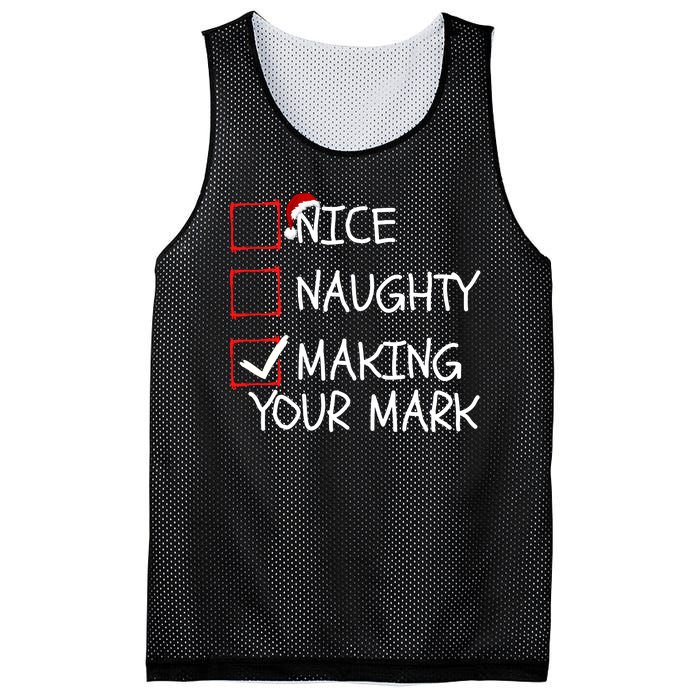 Funny Nice Naughty Making Your Mark Funny Christmas Check List Funny Nice Mesh Reversible Basketball Jersey Tank