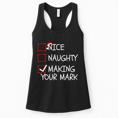 Funny Nice Naughty Making Your Mark Funny Christmas Check List Funny Nice Womens Tank Top