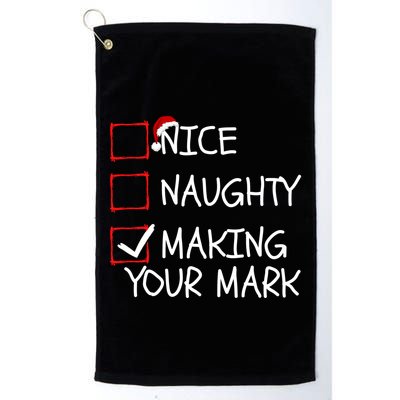 Funny Nice Naughty Making Your Mark Funny Christmas Check List Funny Nice Golf Towel