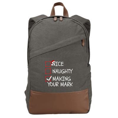 Funny Nice Naughty Making Your Mark Funny Christmas Check List Funny Nice Cotton Canvas Backpack