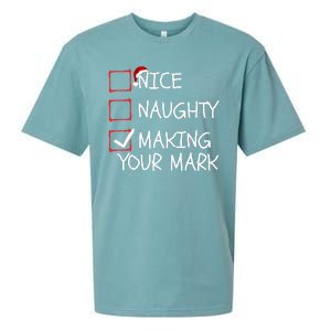 Funny Nice Naughty Making Your Mark Funny Christmas Check List Funny Nice Sueded Cloud Jersey T-Shirt