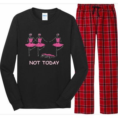 Funny Nope Not Today Lazy Ballerinas Skeleton Great Gift Long Sleeve Pajama Set