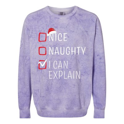 Funny Naughty Nice Christmas Family Pajama Colorblast Crewneck Sweatshirt