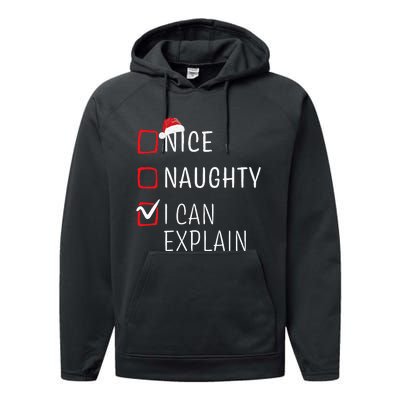 Funny Naughty Nice Christmas Family Pajama Performance Fleece Hoodie