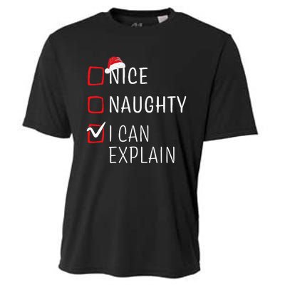 Funny Naughty Nice Christmas Family Pajama Cooling Performance Crew T-Shirt