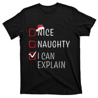 Funny Naughty Nice Christmas Family Pajama T-Shirt