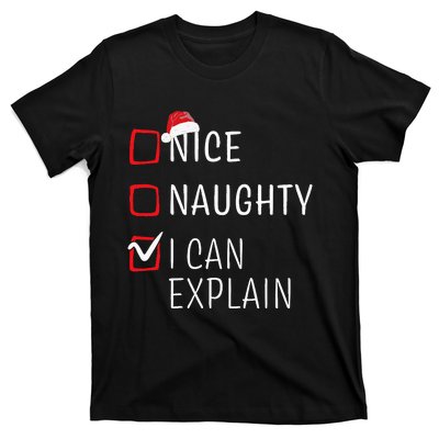 Funny Naughty Nice Christmas Family Pajama T-Shirt