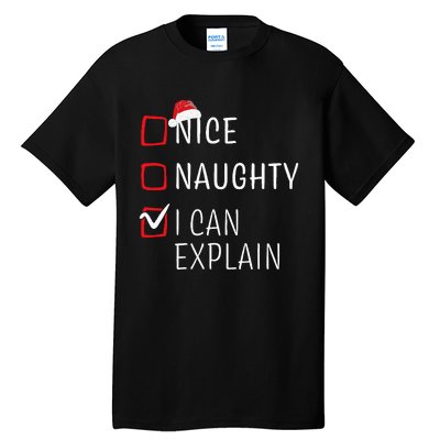 Funny Naughty Nice Christmas Family Pajama Tall T-Shirt