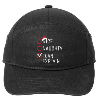Funny Naughty Nice Christmas Family Pajama 7-Panel Snapback Hat