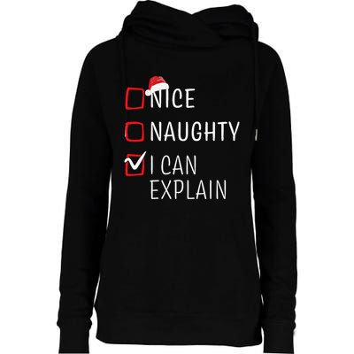 Funny Naughty Nice Christmas Family Pajama Womens Funnel Neck Pullover Hood