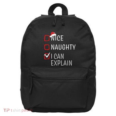Funny Naughty Nice Christmas Family Pajama 16 in Basic Backpack