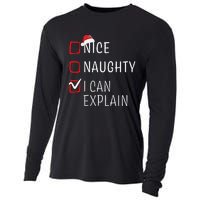 Funny Naughty Nice Christmas Family Pajama Cooling Performance Long Sleeve Crew