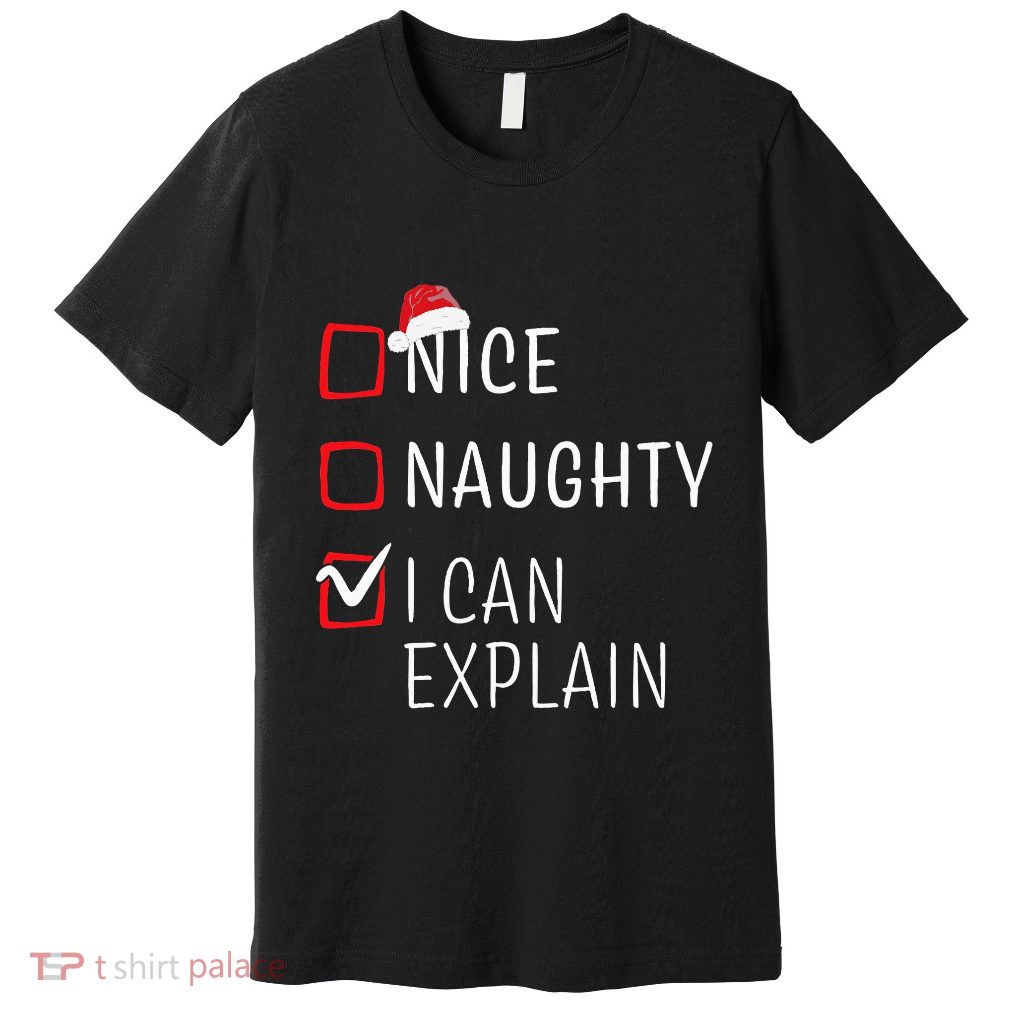Funny Naughty Nice Christmas Family Pajama Premium T-Shirt