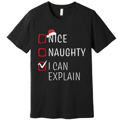 Funny Naughty Nice Christmas Family Pajama Premium T-Shirt